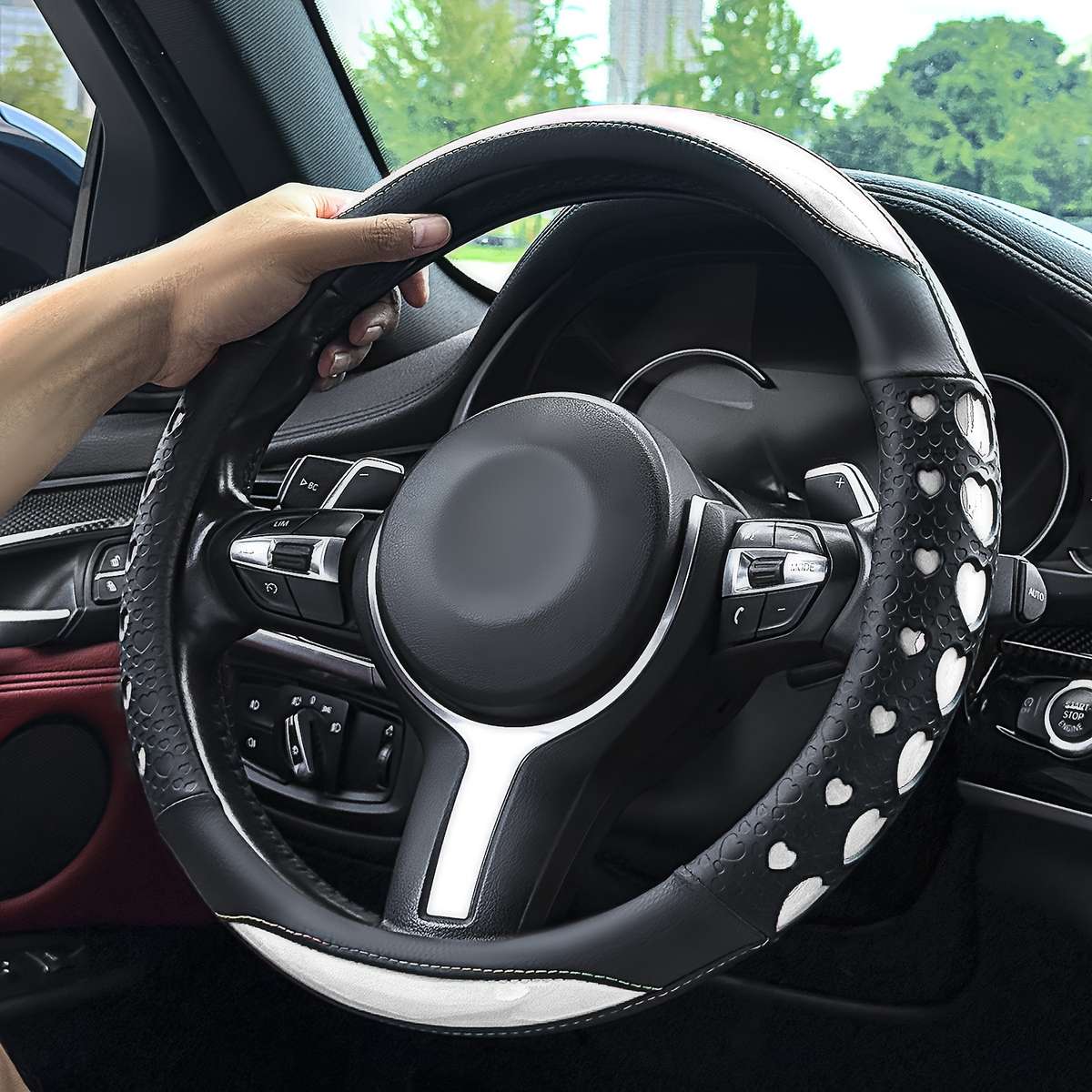 Car Steering Wheel Cover Black & Blue