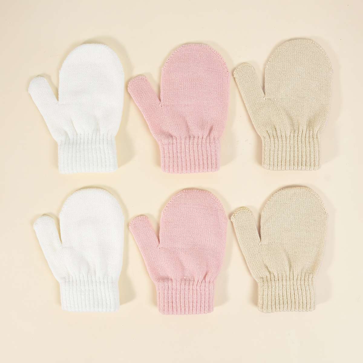 Winter Gloves Color White Add Khaki Add Light Pink Size 1 To 3Y