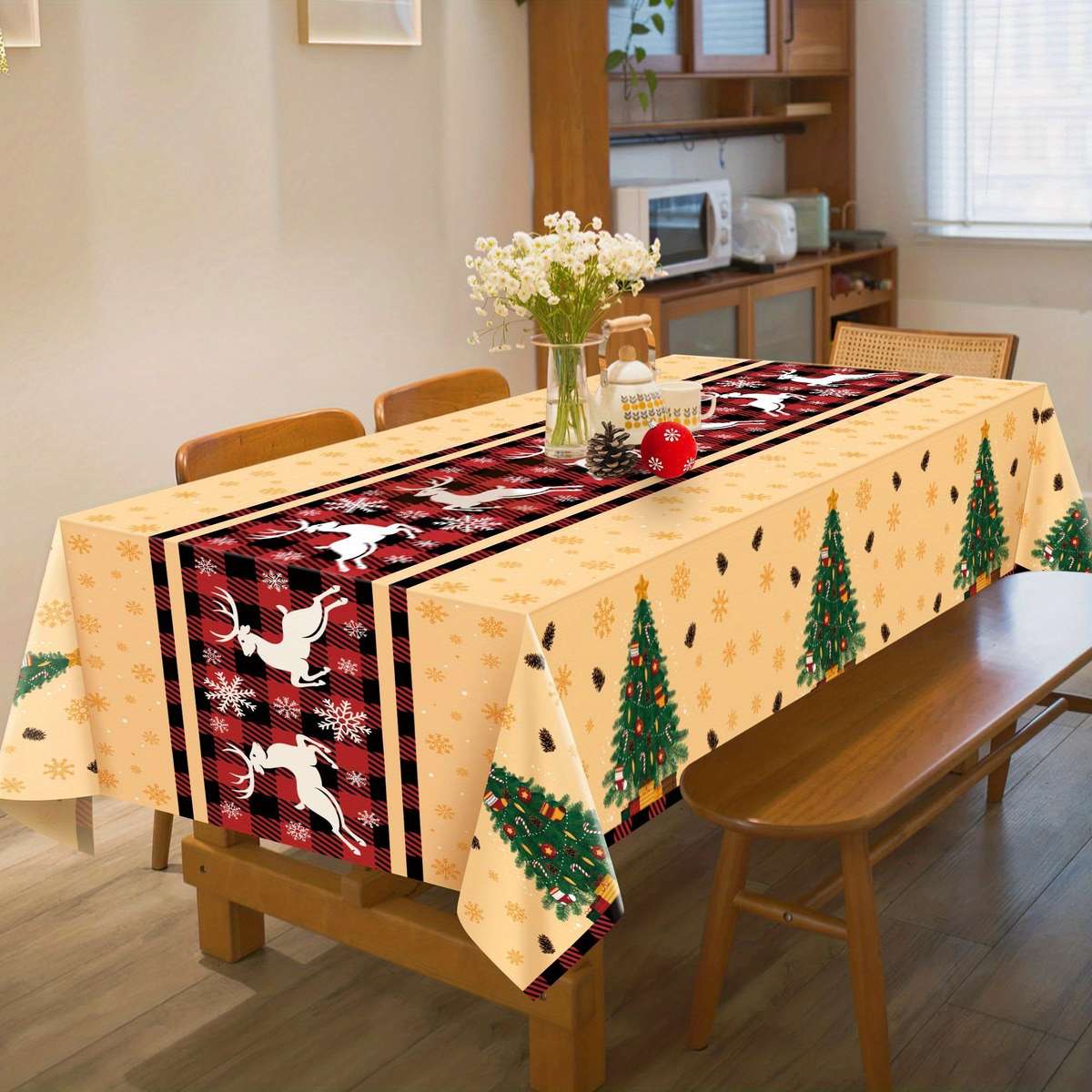 Christmas Tablecloth Color Light Brown 1 Quantity 2Pcs
