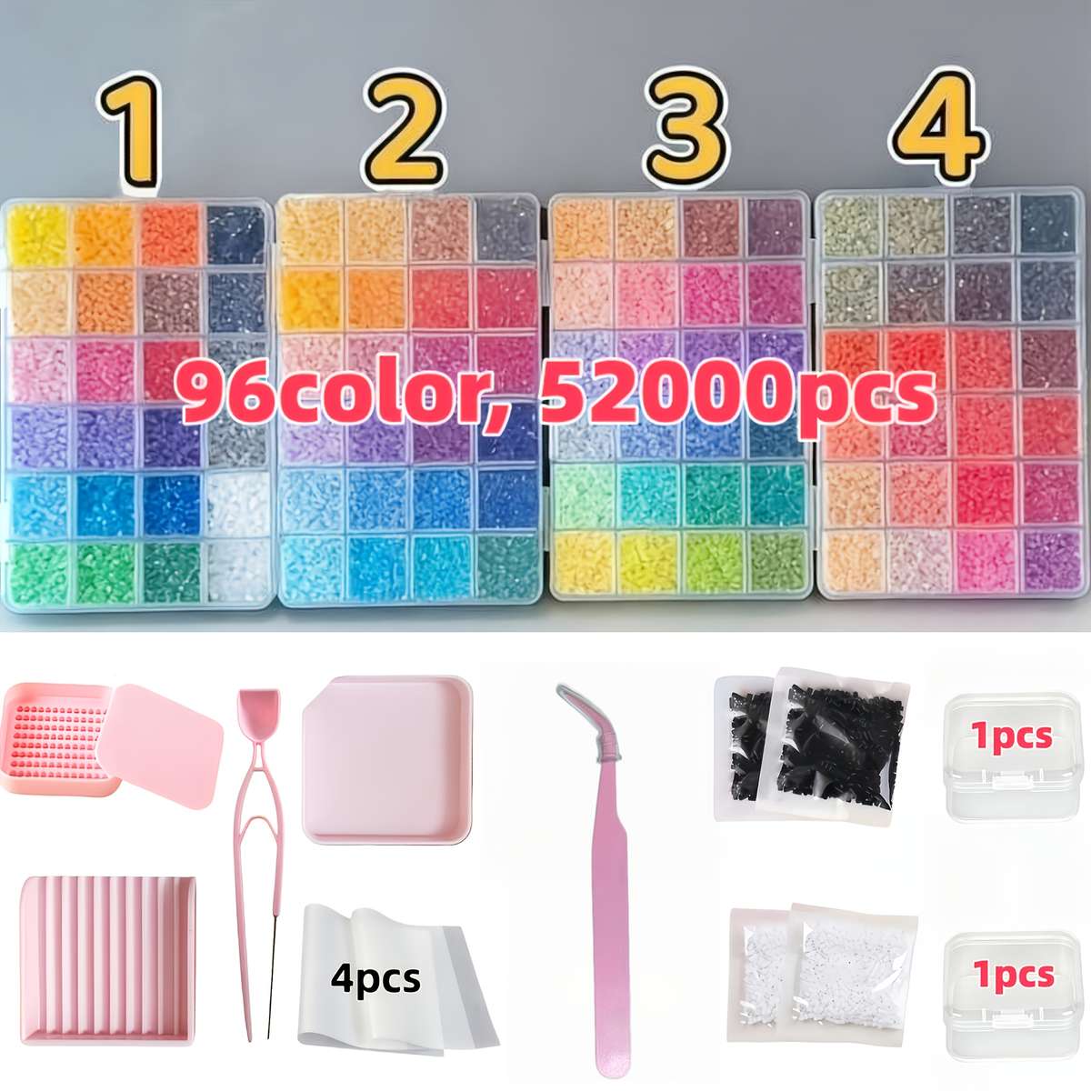 Perler Bead Set 4 Lboxes Toolkit 52000