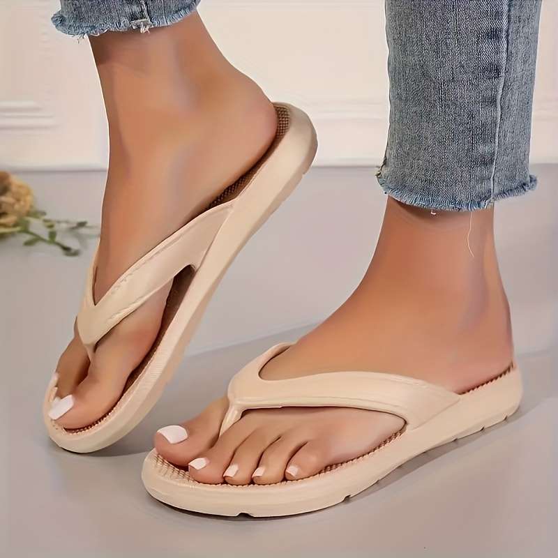 Ladies Summer Flip Flops Khaki Uk 8.5-9