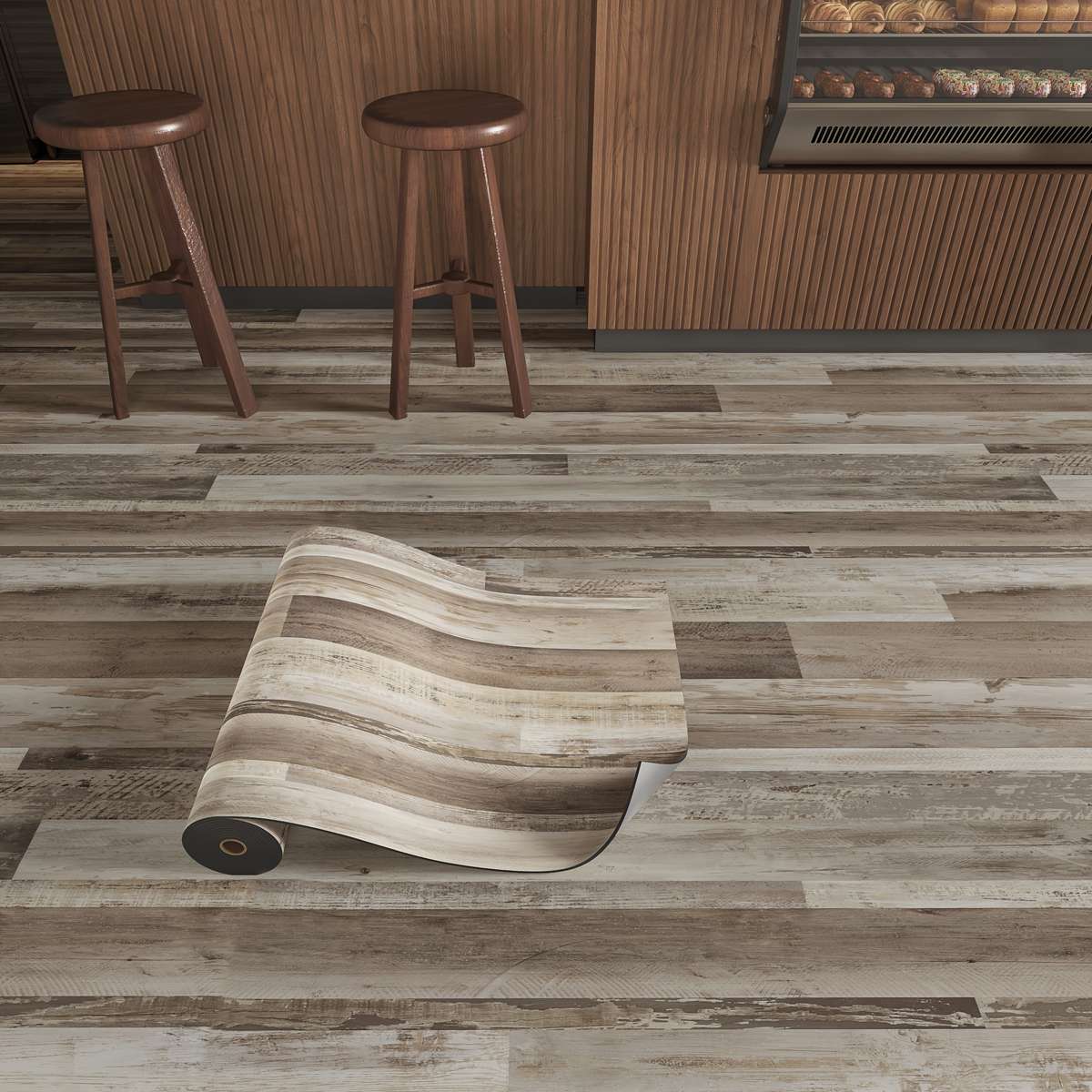 Self Adhesive Floor Stickers Dark Walnut Grain 2 Rolls Covers 2.4 Square Meters