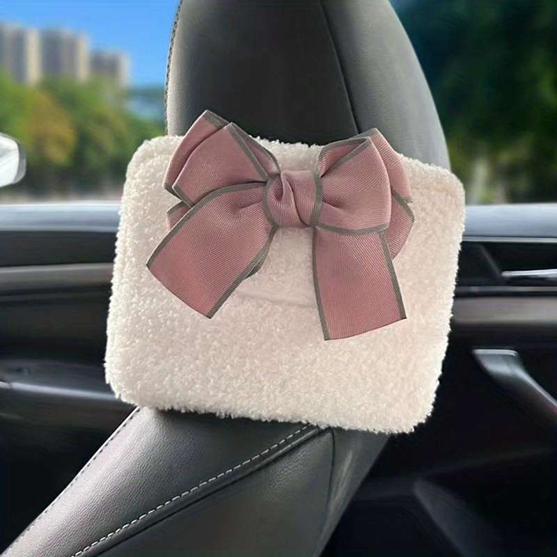 Car Tissue Box Color Polychrome   Pink Bow Tissue Box