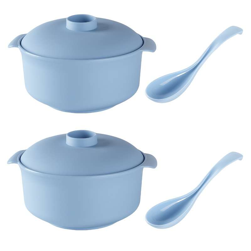 Bowl Items Light Blue 4Piece Set 2Pcs Bowl  2Pcs Spoon
