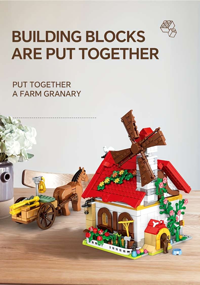 Building Toy Architectural Model Toy Set Color Granary  720 Pieces