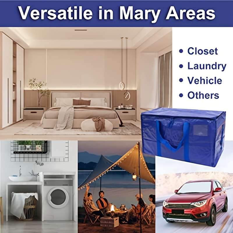 2Pcs Extra Large Heavy Duty Reusable Moving Blue 2Pcs