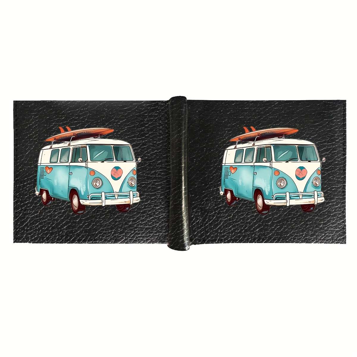 Men'S Beach Bus Faux Leather Walletblack Crocodile Pattern Casual Style Short Bifold C