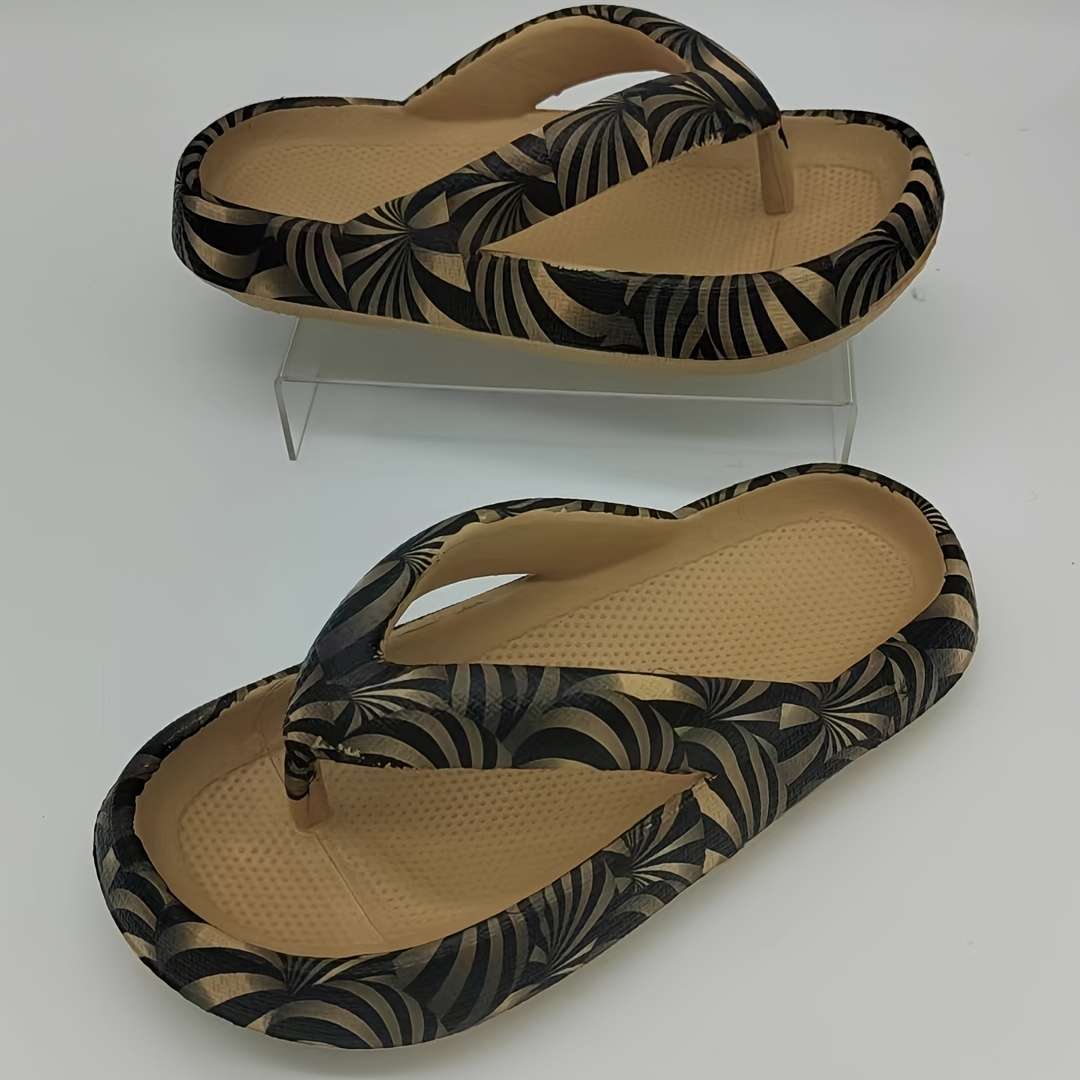 Ladies Summer Flip Flops Leopard Black Uk 7.5-8