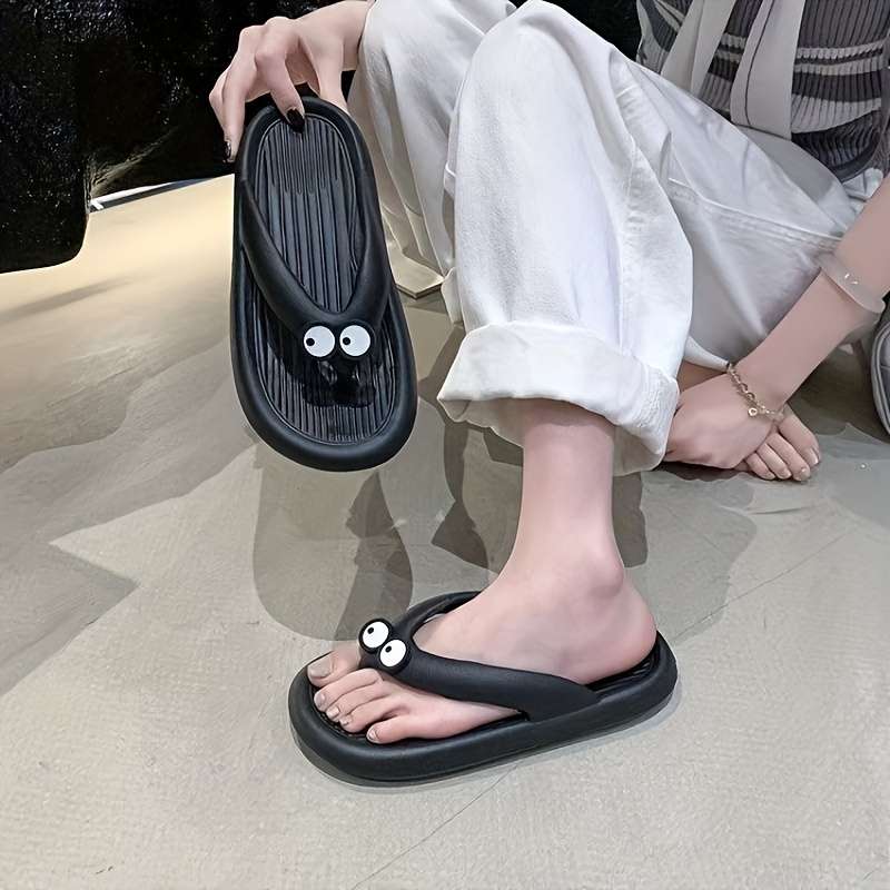 Ladies Summer Flip Flops Black Uk 5.5-6
