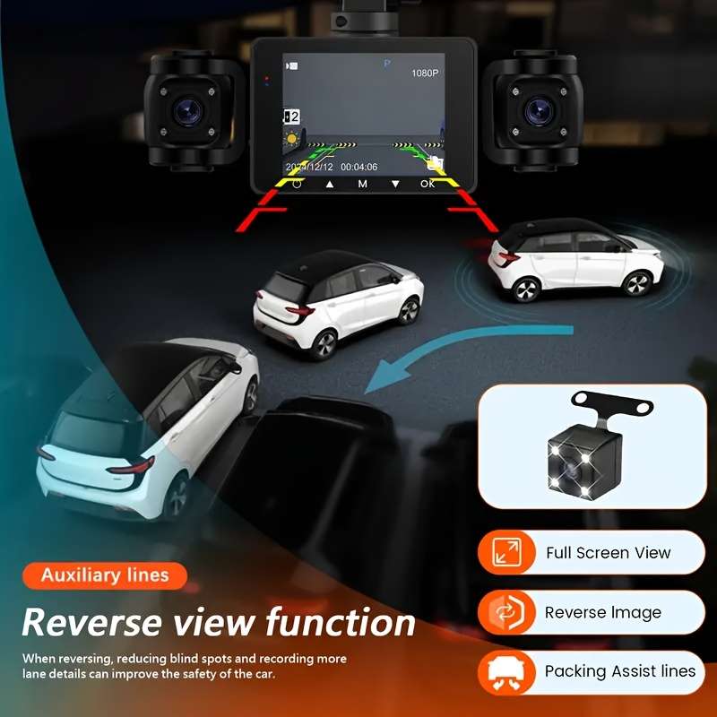 New True Camera Dash Cam Record Simultaneously In Front Back Left And 1080P