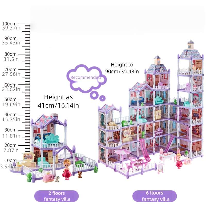 3D Building Model Puzzle Set Items Purple 6 Layers 23 Rooms With 2 Balconies