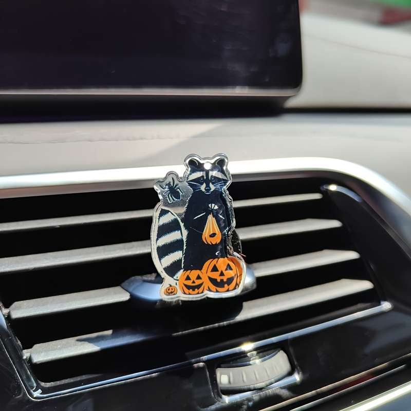 Car Interior Decor Style White Pumpkin Raccoon