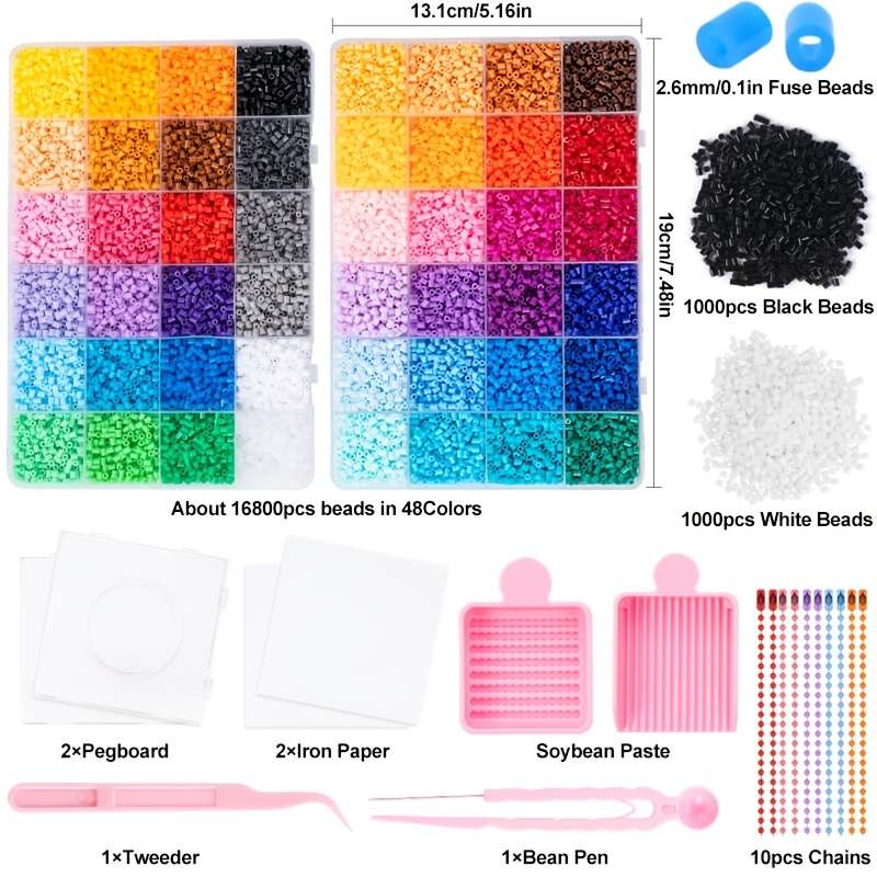 Perler Bead Set Fuse Beads Kit Contain Tools