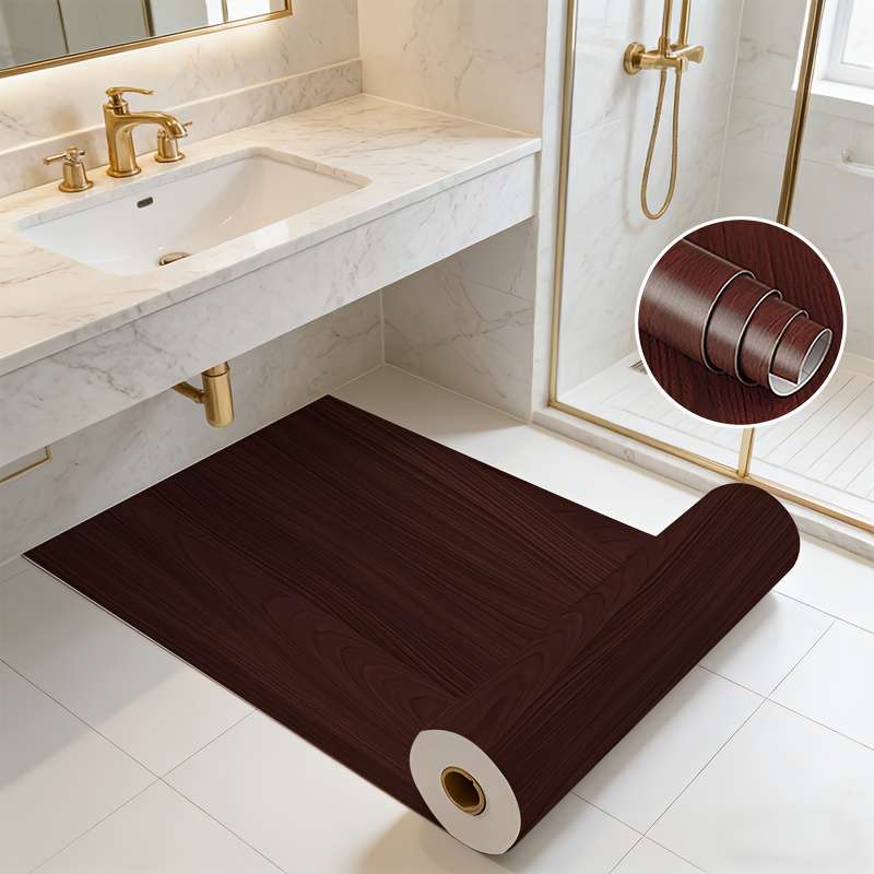 Self Adhesive Floor Sticker Silver Sandalwood Pattern 60cm x 10m