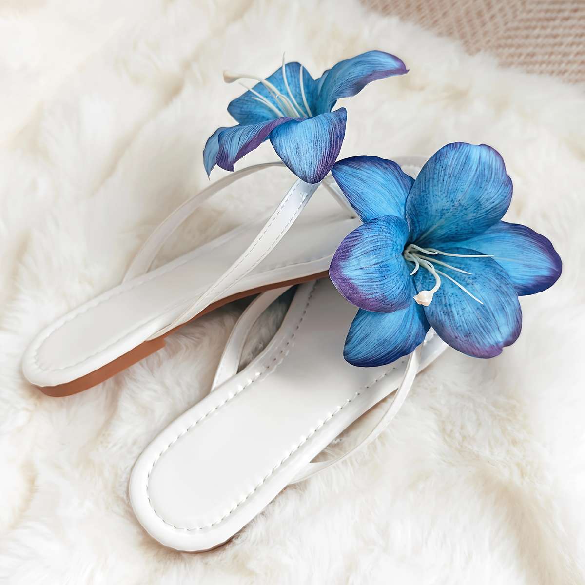 Ladies Summer Flip Flops Deep Sky Blue Uk 7.5