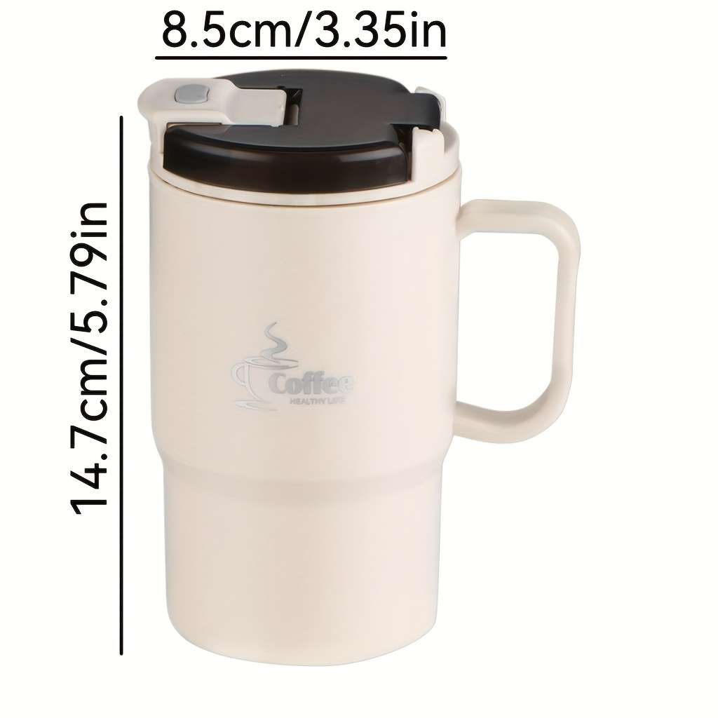 Water Cup Capacity 3Pcs Brown 480Ml Straw   Folding Spoon