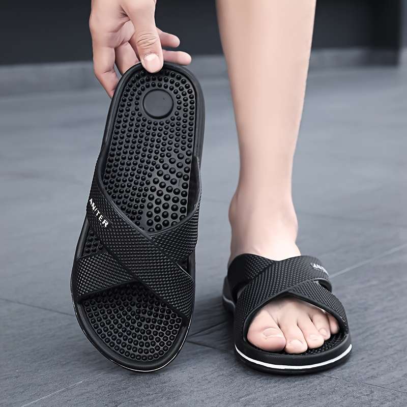 Men Slippers Summer Style Black Size Uk 5.5 To 6