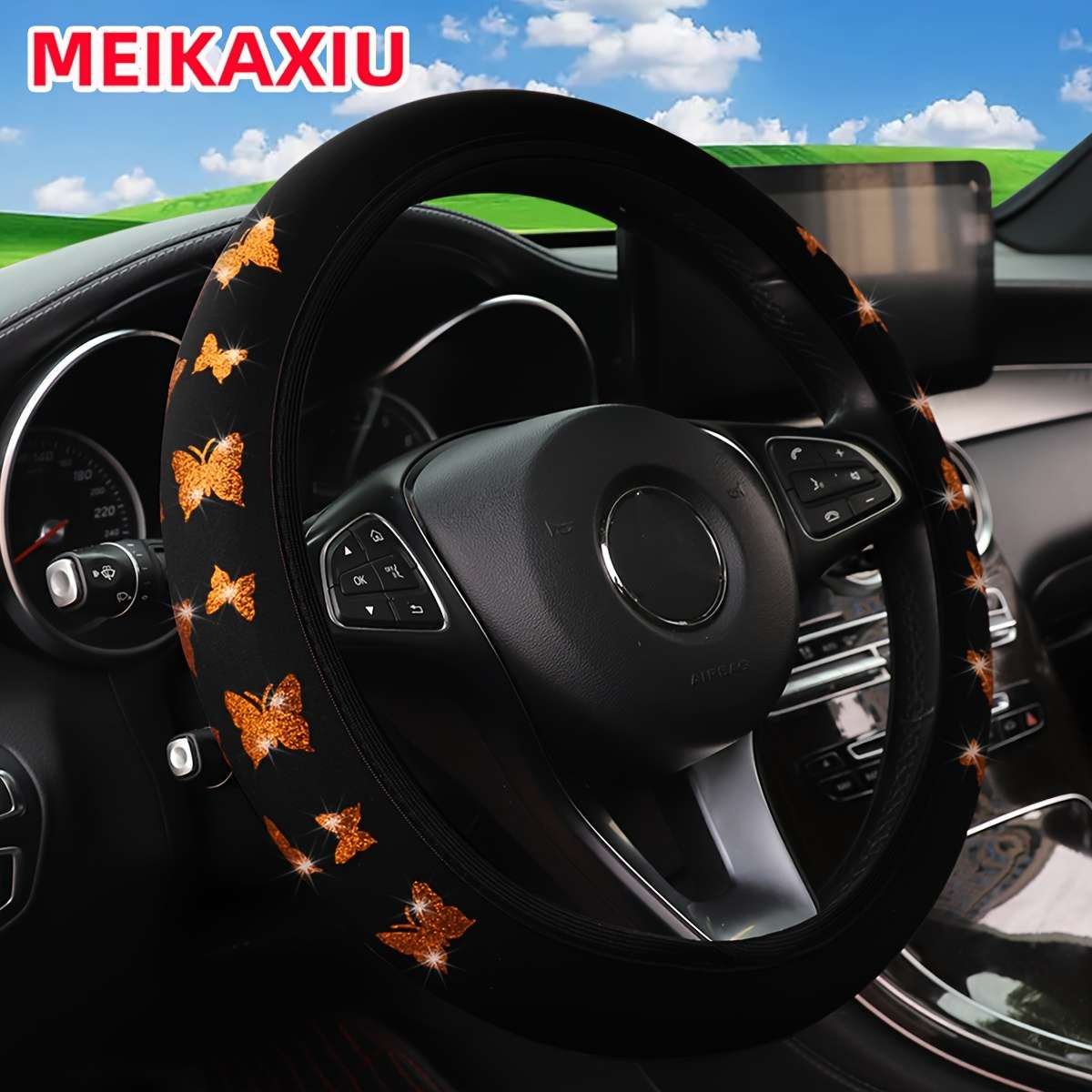 Car Steering Wheel Cover Silvery