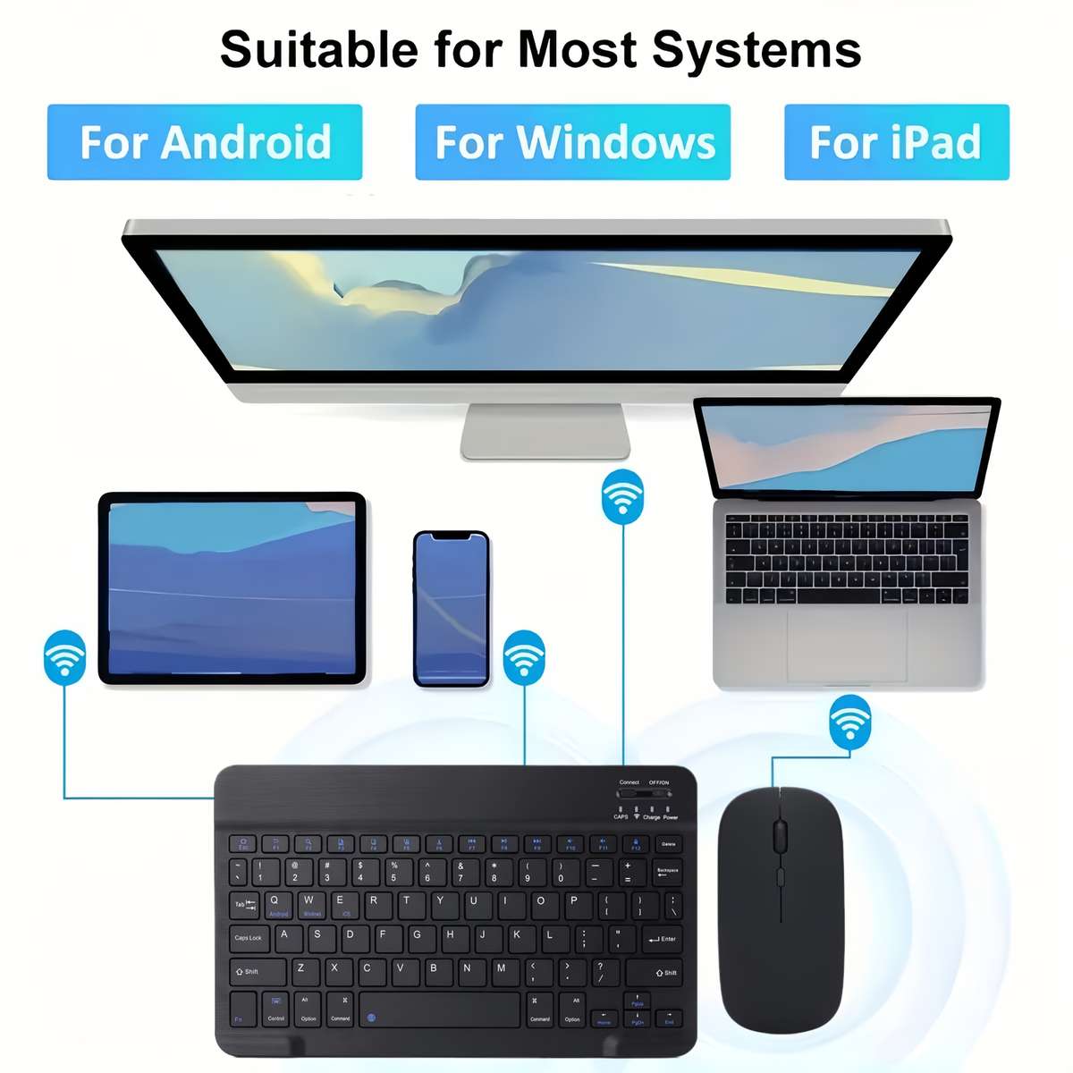 2-Piece Wireless Keyboard And Mouse Combo Black