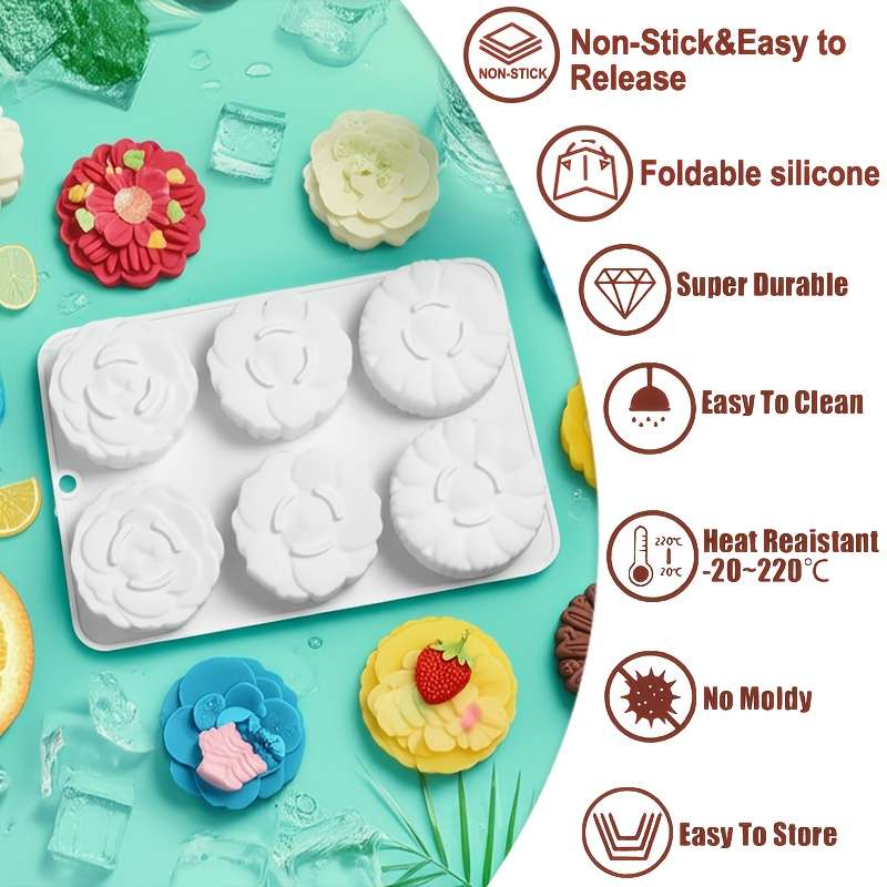 Suitable For Baking Molds Color 6 Different Flowers White