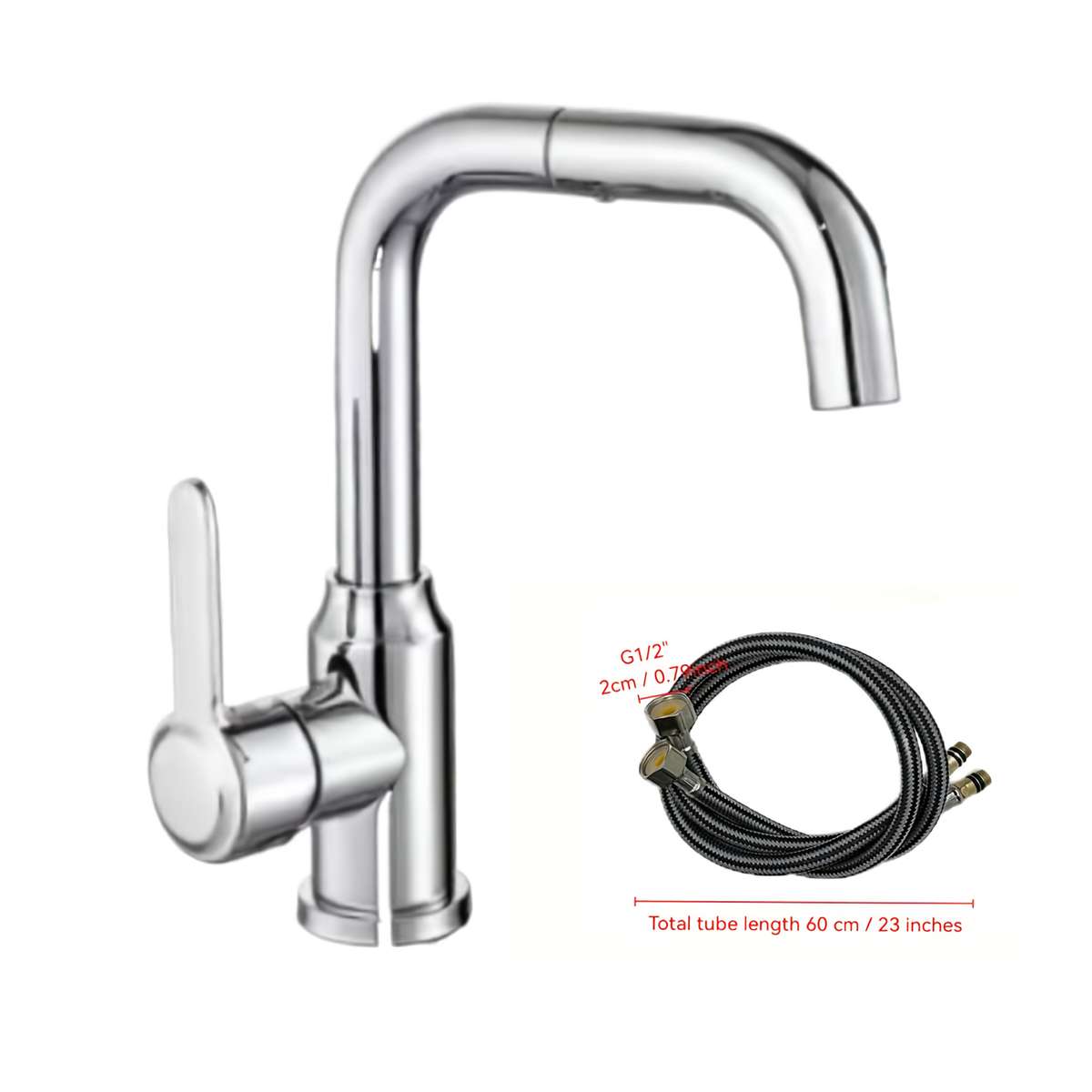 Faucet Silver Faucet  With 2 60Cm Tubes