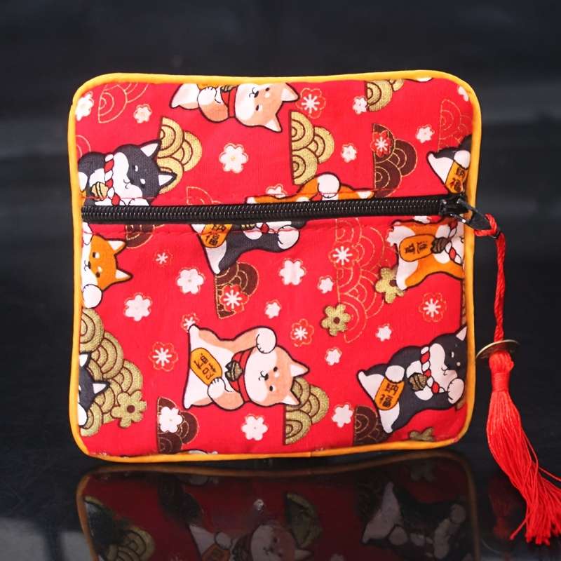 Storage Bag Color Zipper Bag Blue Dragon Pattern*Zipper Bag 11.5*11.5Cm