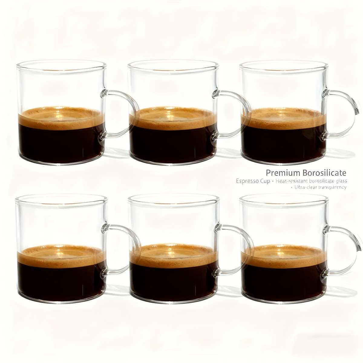 Water Cup Items 2Pcs Round Transparent Glass With Handle