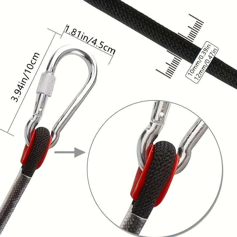 Multi Purpose Rope 10mm 12mm Diameter Nylon Cord Carabiner Clips High Tensile