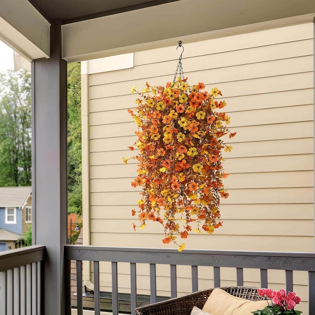 Simulated Flower Color Yellow Orange 2Pcs