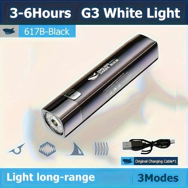 Versatile 1Pc Smiling Shark Tactical Flashlights Rechargeable High Emergency