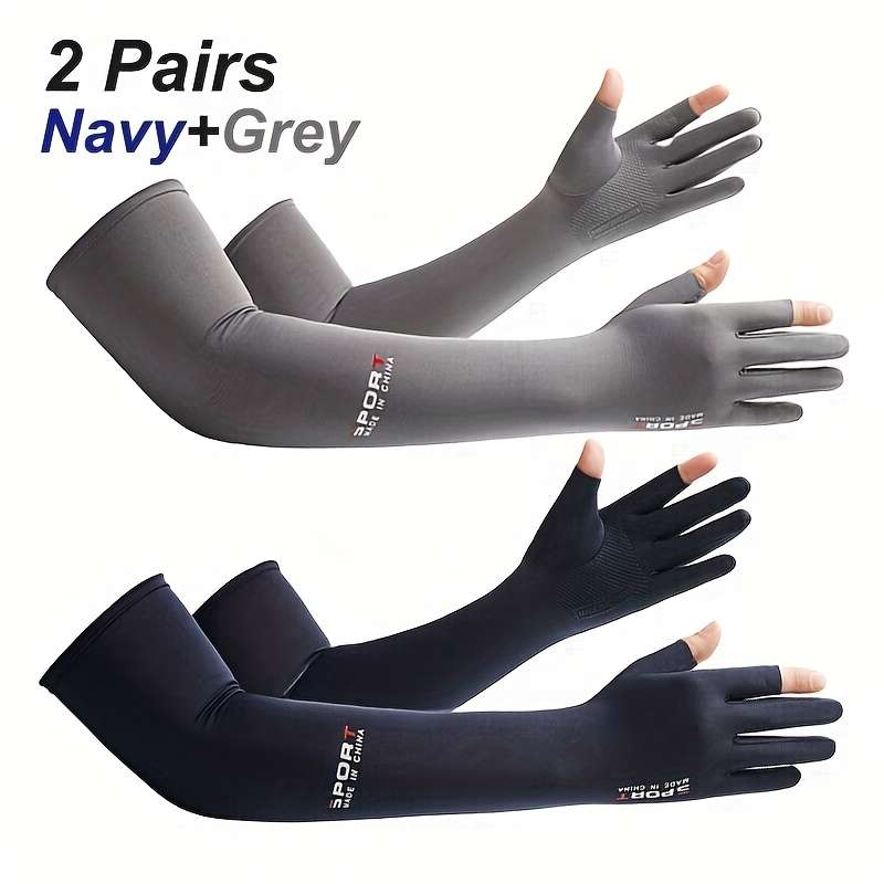 Sunscreen Sleeves Items 2 Pair Navy Gray