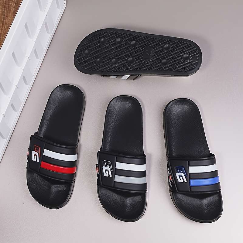 Men Slippers Summer Style Black&Red Size Uk 7.5