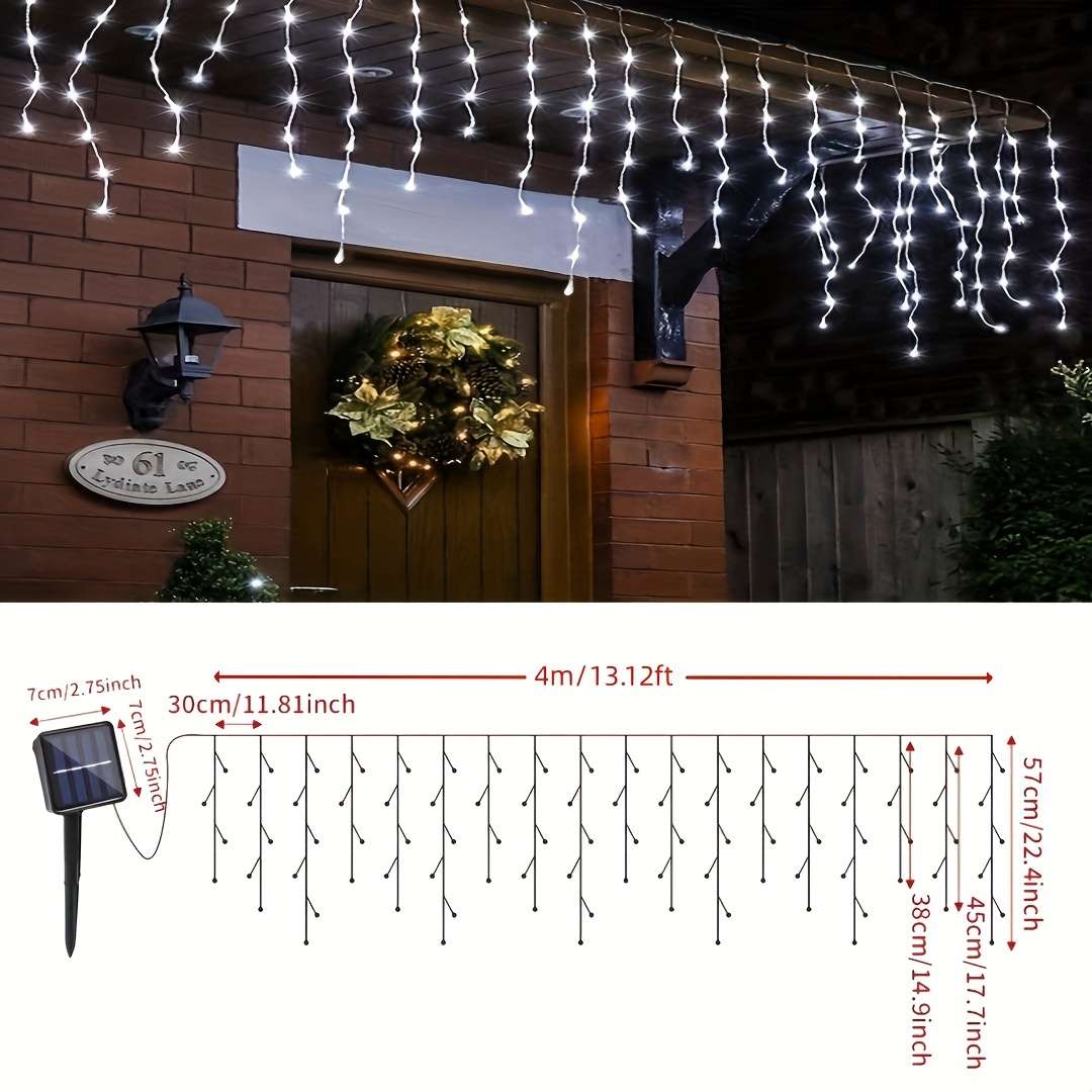 96Led Led Icicle String Lights Solar