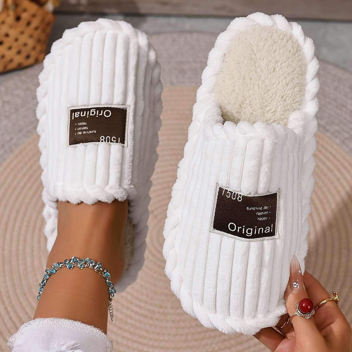 Cotton Slippers Color Black Sizeuk 2.5-3