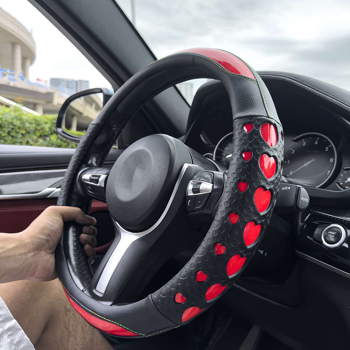 Car Steering Wheel Cover Black & Blue