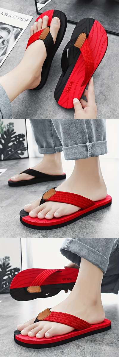 Men Slippers Summer Style Red Size Uk 11