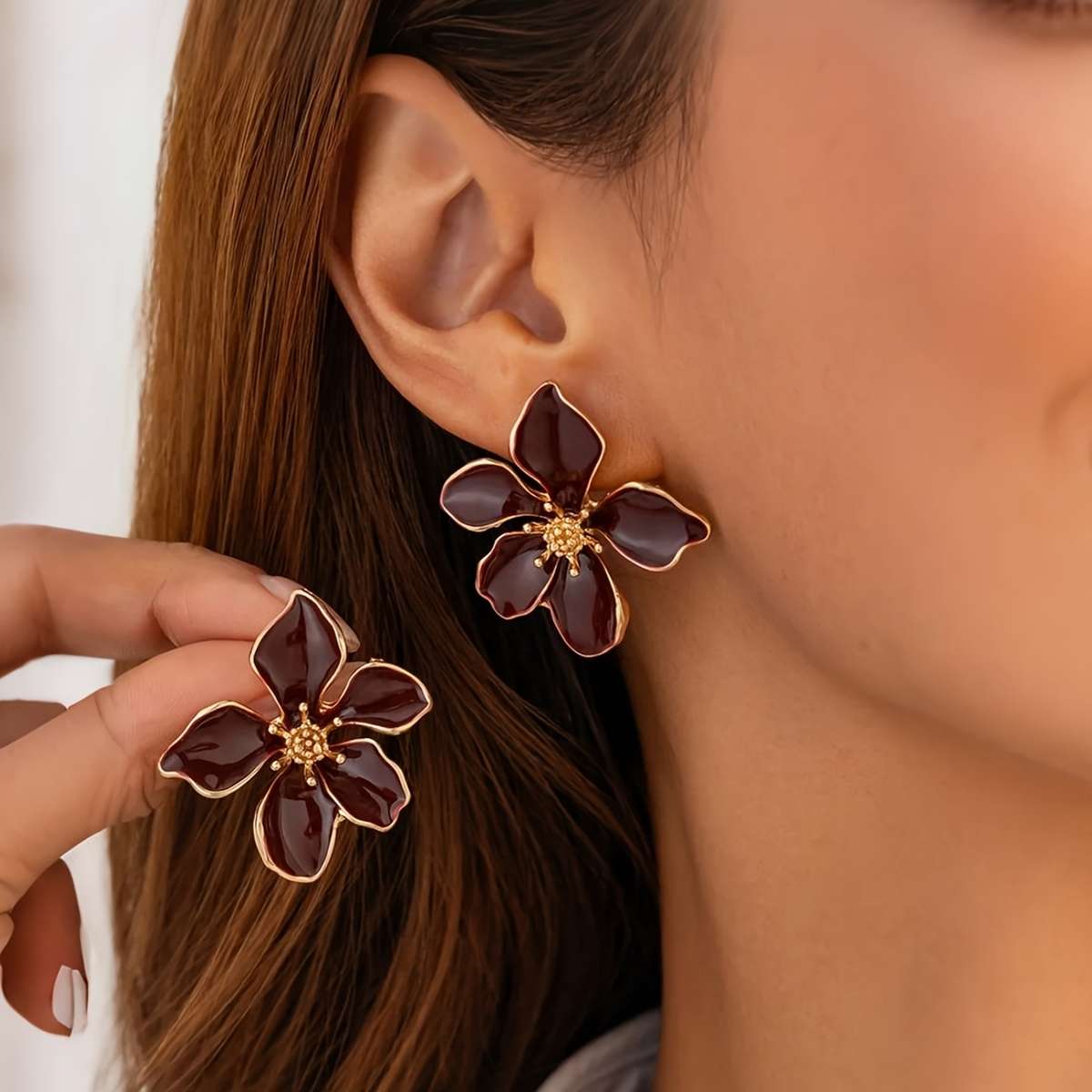 Women S Earrings Color Burgundy