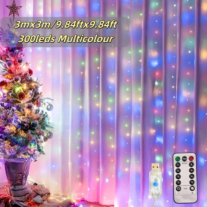 String Lights Color Multicolor Size3*3M 9.84*9.84Ft 300Leds