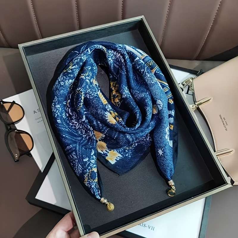 Comfortable Exquisite Versatile Square Women Scarf With Bohemian Floral Design