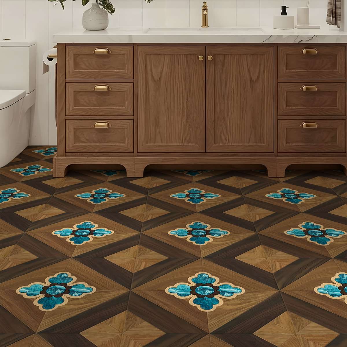 Self Adhesive Floor Stickers 40Cm*120Cm Wood Grain