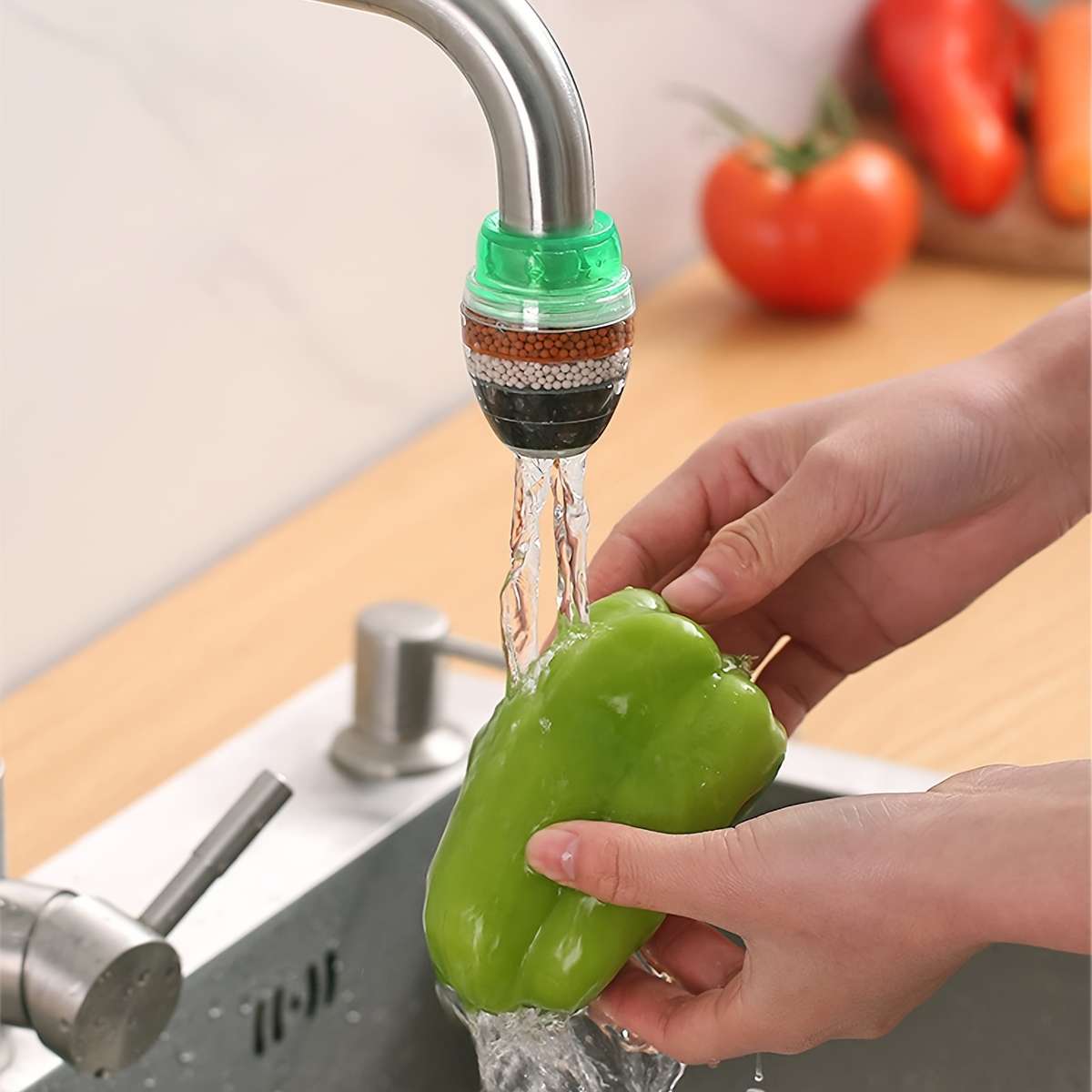 3pcs 1 Faucet Mounted Water Filter Compatible Home Kitchen Bathroom Tap Water
