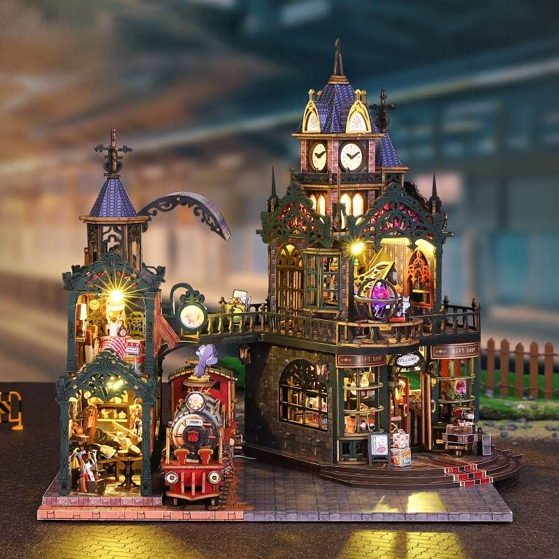 Building Toy Architectural Model Toy Set Style Trajectory Castle  With Dust Cover