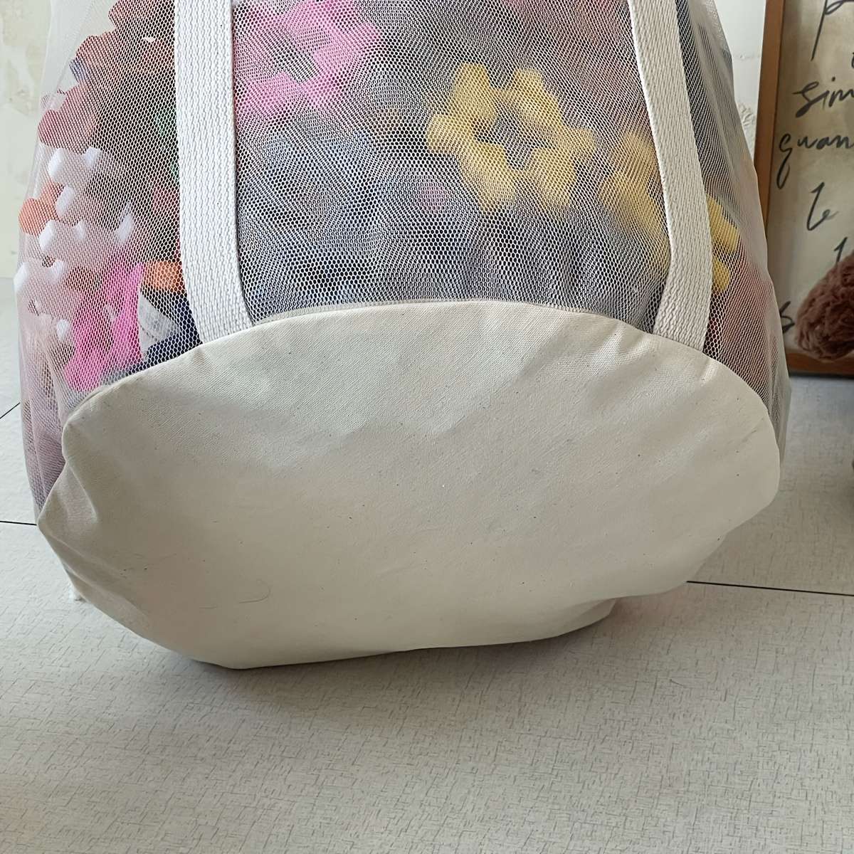 Mesh Drawstring Tote Bag For Toy Storage Making It Easy To