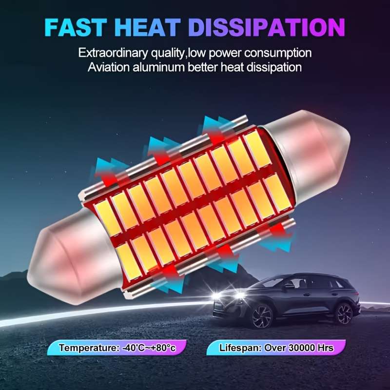 Car Lights Items 2Pcs 16Smd 36Mm 6000K