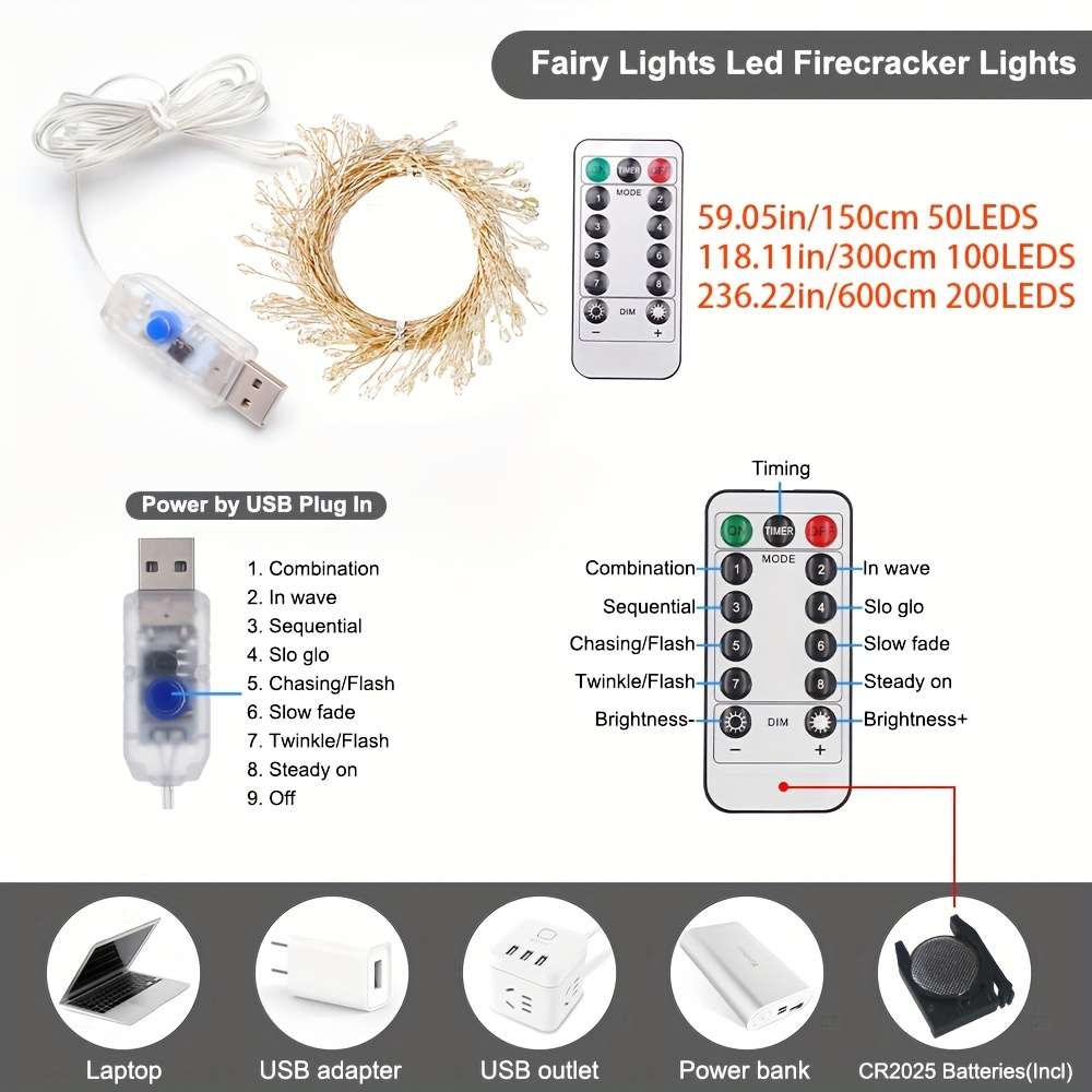 String Lights Color White Size6 Meters 200 Lights