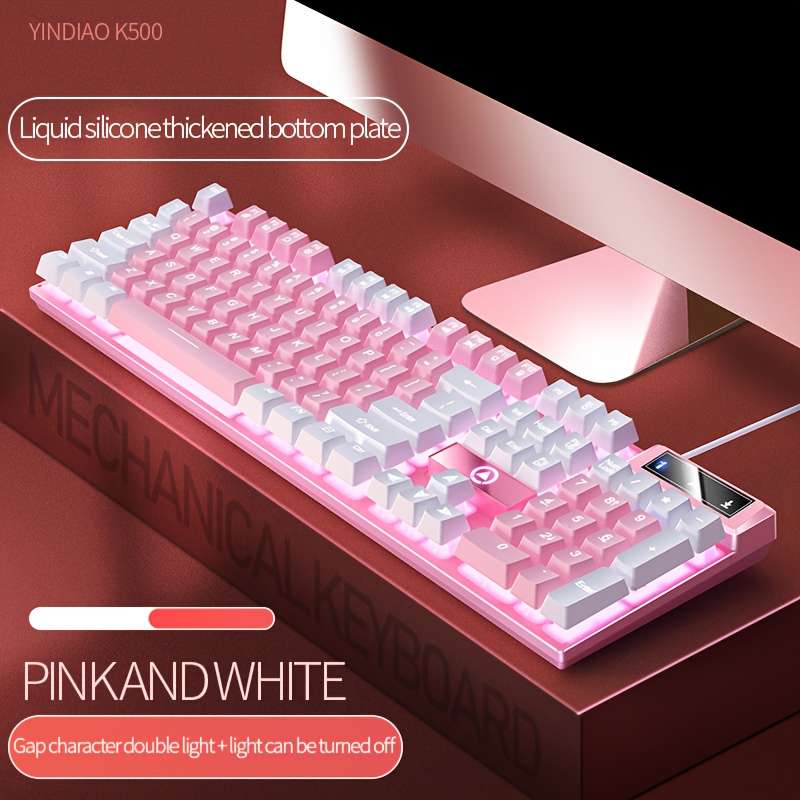 Keyboard Color White And Pink Two Color Single Keyboard