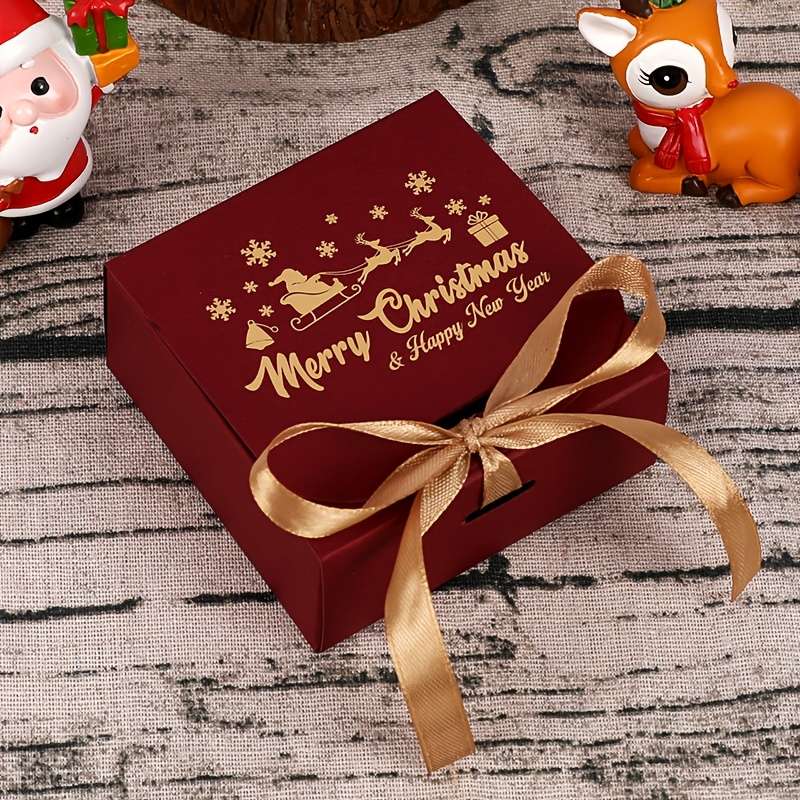 Christmas Gift Boxes Style Red Santa Hat And Deer
