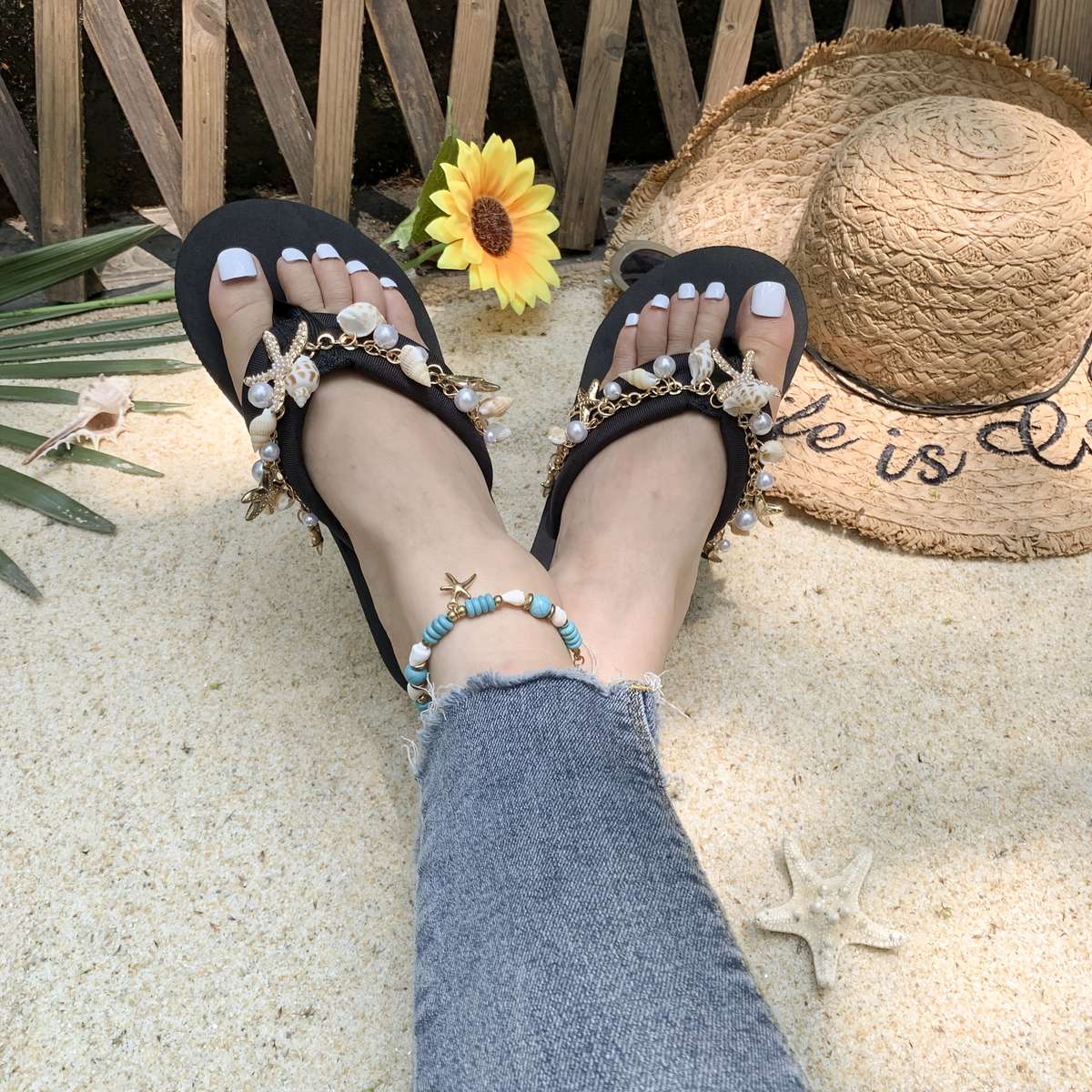 Ladies Summer Flip Flops Black Uk 7
