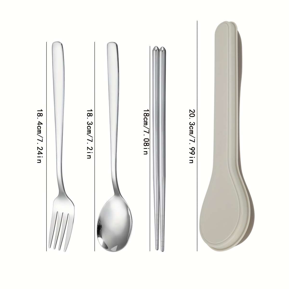 3pcs Portable Cutlery Set with Stainless Steel Chopsticks Spoon And Fork Ideal for Students