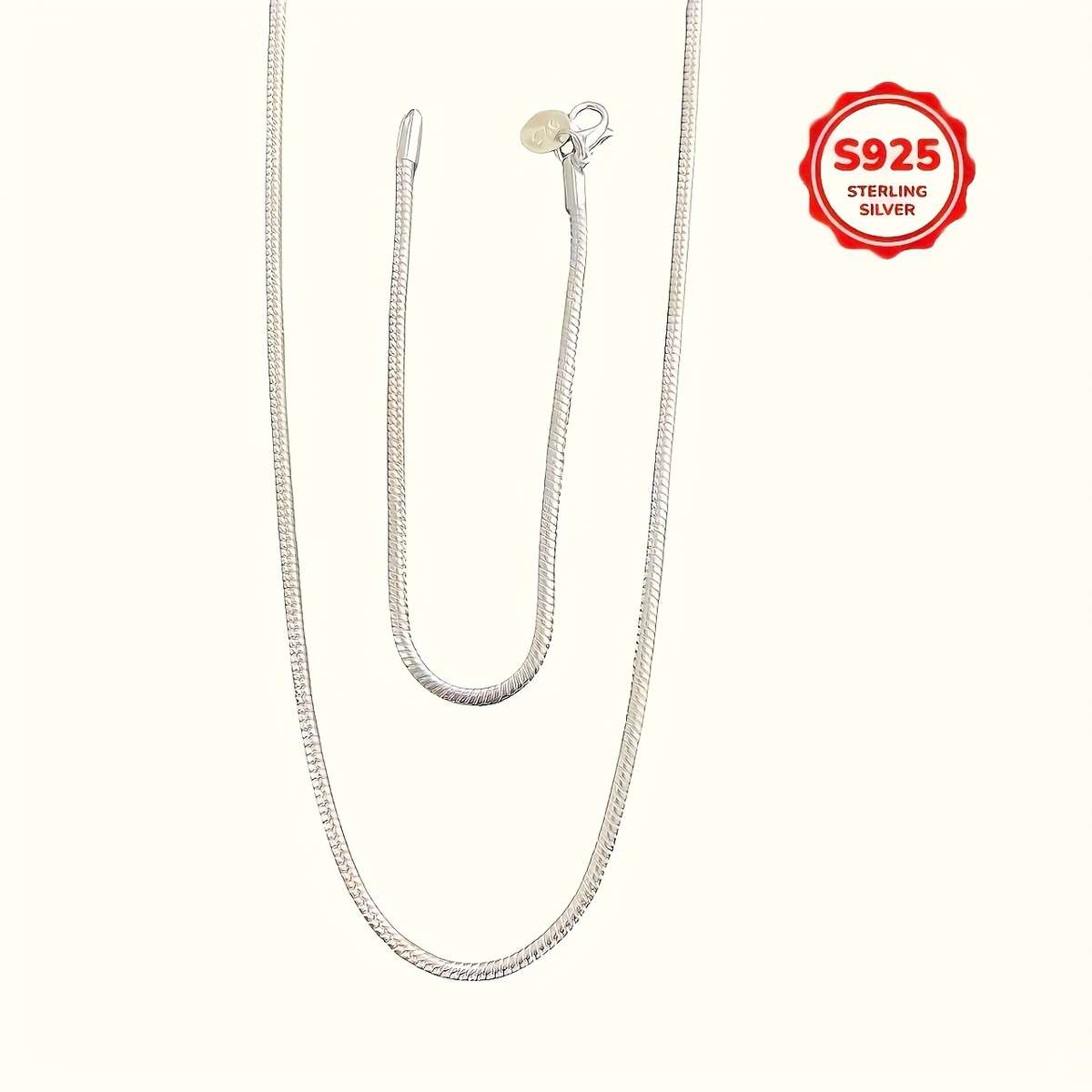 2Pcs Dainty Plated Sterling Snake Bone Silver